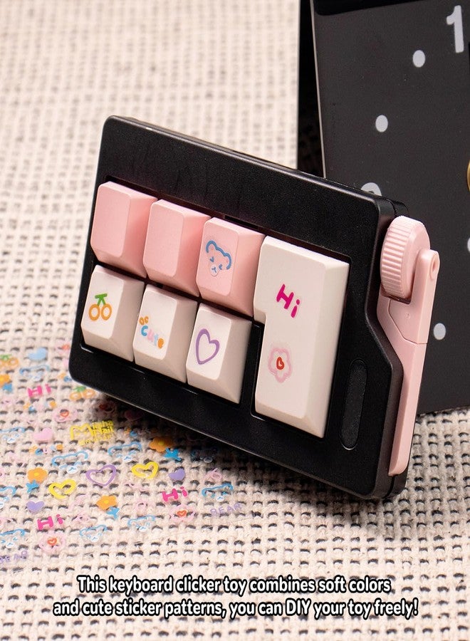 Gliging Keyboard Fidget Toys, Pink Loud Keyboard Clicker Fidget Button Toy for Stress Relief, Cute Linear Finger Clicker Sensory Toys for Adults (Black Pink) - Image 5